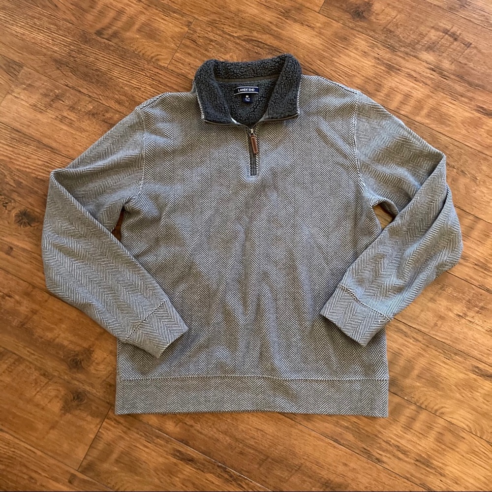Lands End Men’s Pullover Sweater Medium Zip 38 40